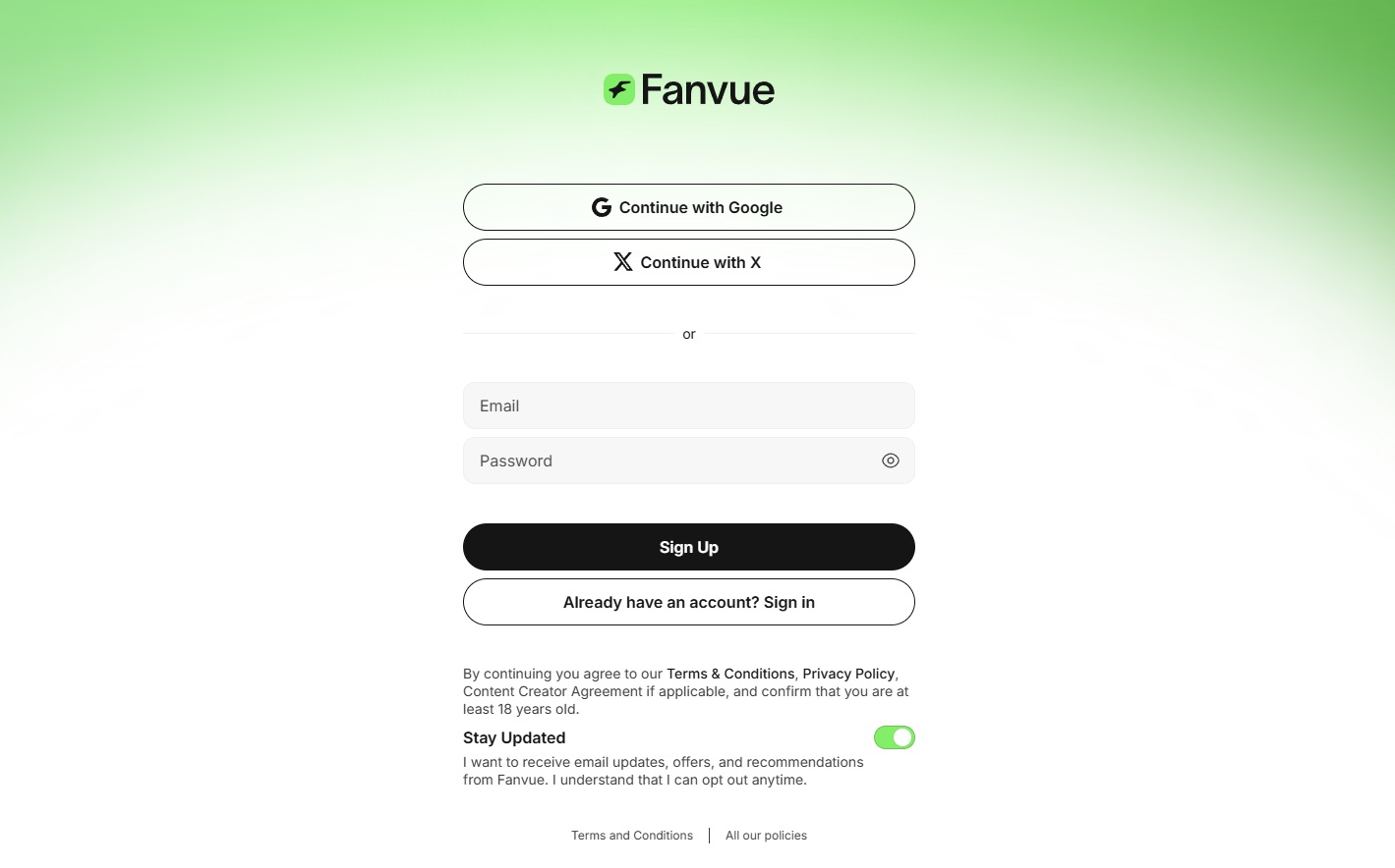 Регистрация fanvue аккаунта ИИ модели