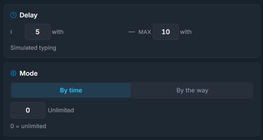 reply delay settings for a Telegram AI auto responder