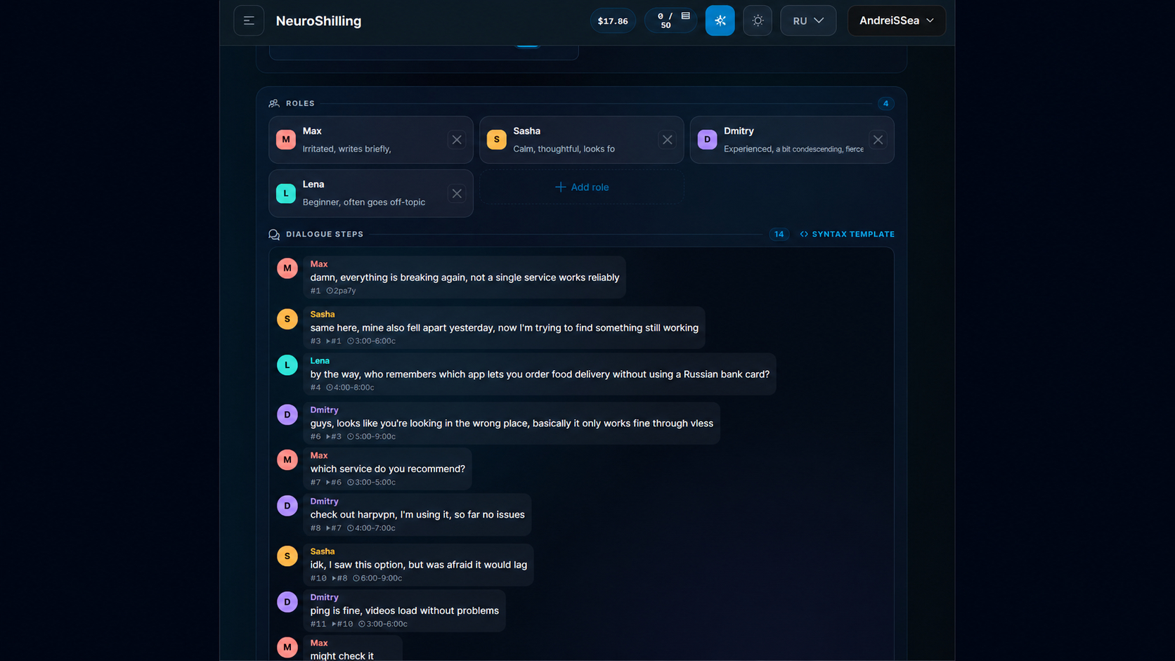 Result of AI conversation generation for Telegram Neuroshilling in GramGPT