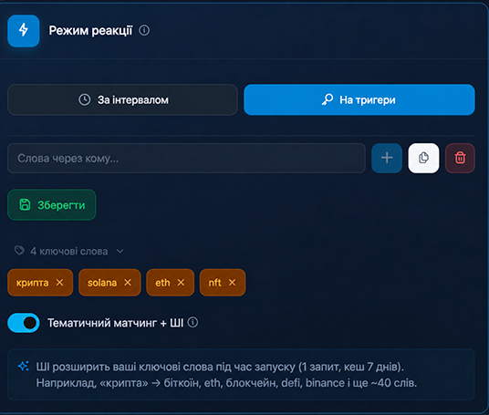 режим роботи нейрочатингу за тригерами в GramGPT