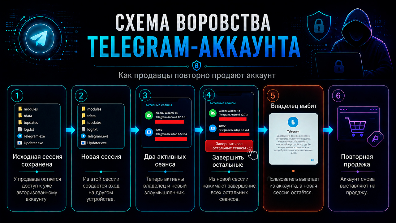 Как воруют телеграм аккаунты после покупки