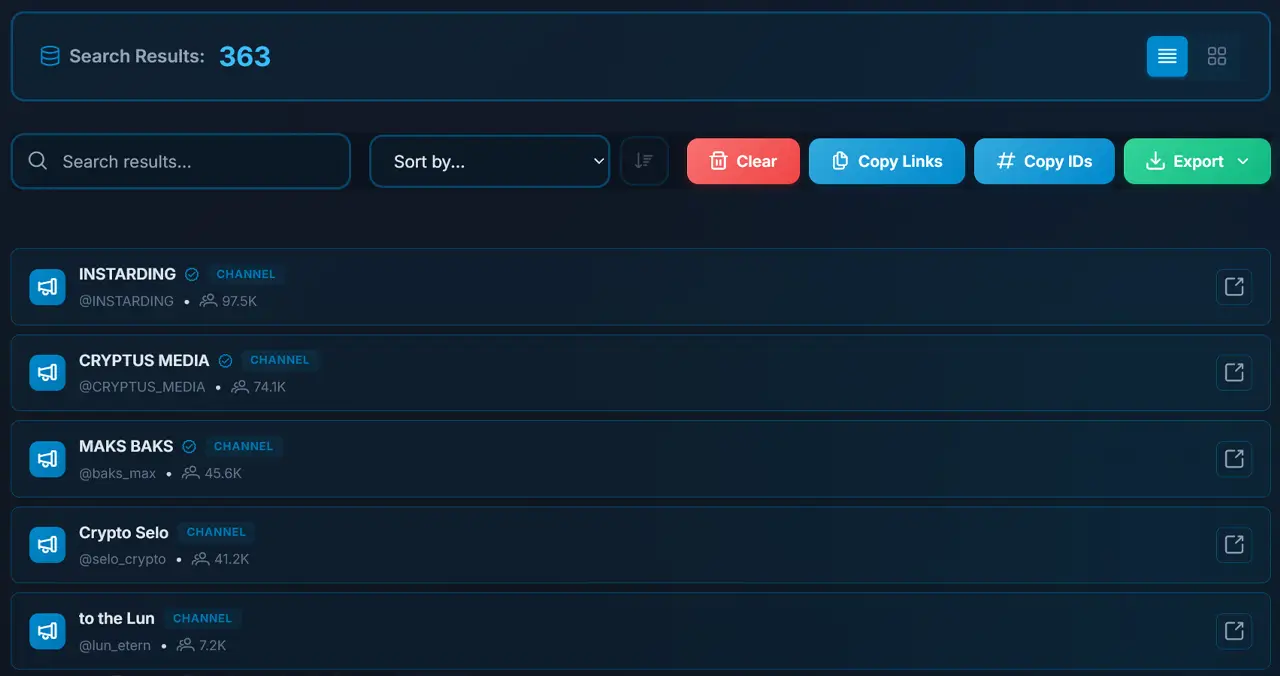Searching for crypto chats on Telegram using the GramGPT parser