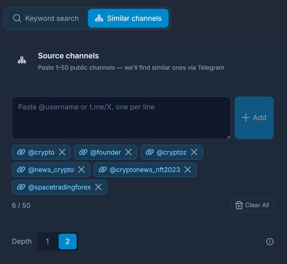 setting up similar channel parsing in Telegram