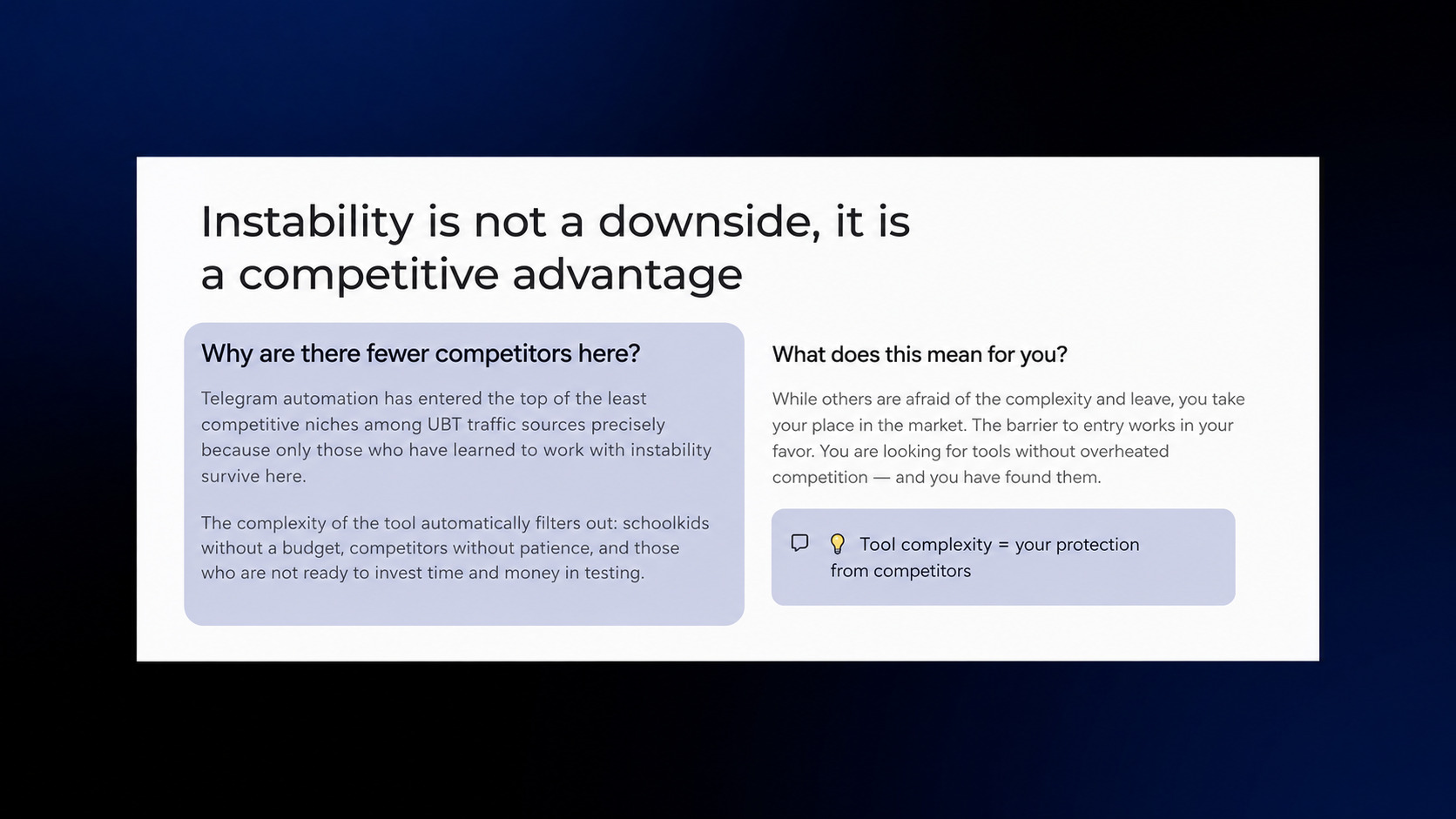 Stability of automation in Telegram