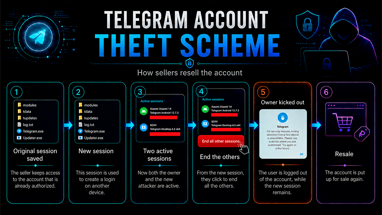 How Telegram accounts are stolen after purchase