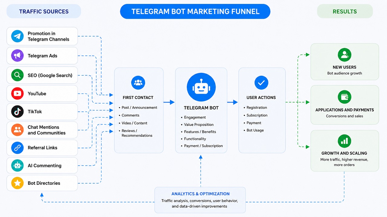 Telegram bot promotion funnel diagram