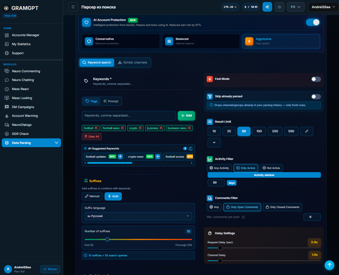 Telegram channel parser in GramGPT
