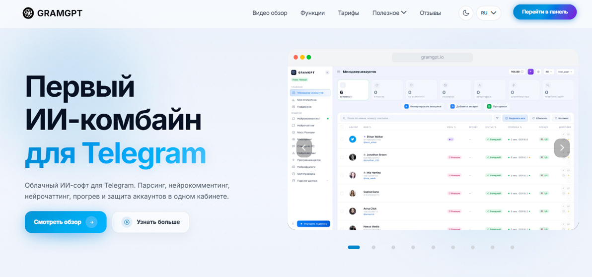 Телеграм Комбайн GramGPT.io для автоматизации и продвижения