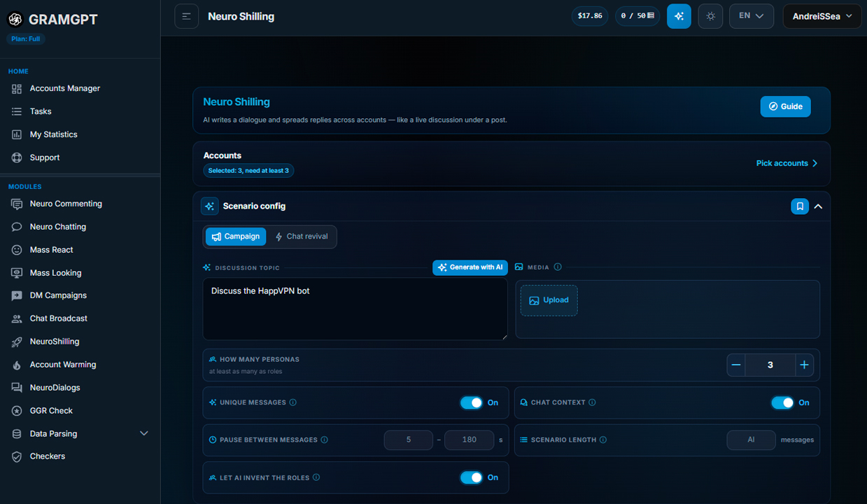 Telegram Neuroshilling in GramGPT.io