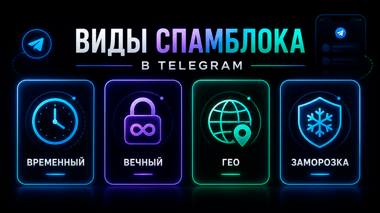 Виды спамблоков,вечный, временный и гео спамблок в Телеграм