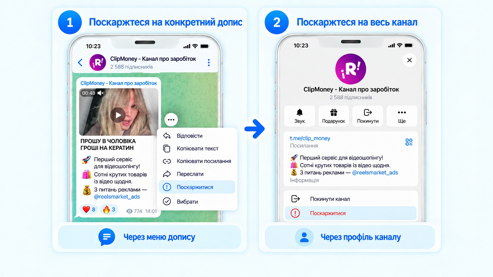 Як поскаржитися на Телеграм-канал і пост у ньому